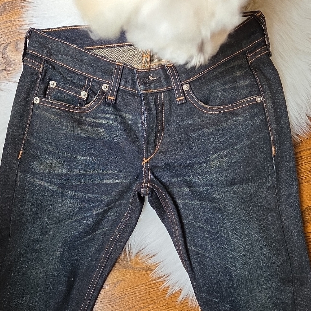 Rag & Bone Indigo Denim Jeans with Orange Stitching